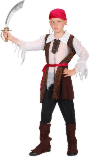 Karnevalski kostum pirat za otroke velikost M (120–130 cm) – 1 kos