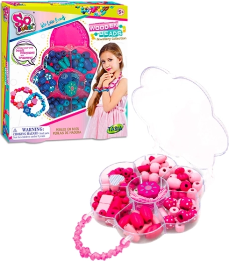 Tasia komplet lesenih kroglic za zapestnice, 2 različici