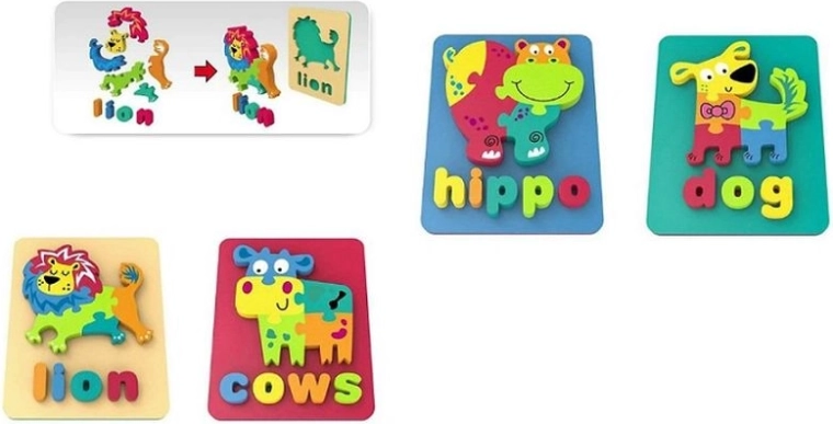 Penaste puzzle za otroke – 12 kosov v prodajnem stojalu
