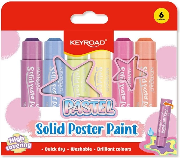 Trdne tempera barve KEYROAD v pastelnih odtenkih – 6 kosov