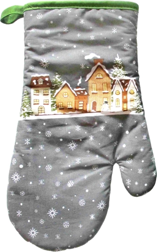 Christmas oven mitt Snowy houses 18 × 30 cm