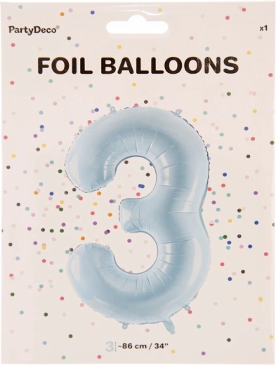 Folijski balon številka 3 moder 86 cm