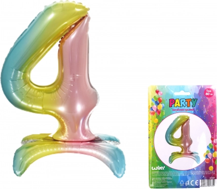 Balon številka 4 mavrica 80 cm