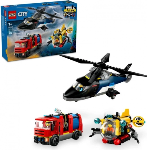 LEGO CITY helikopter, gasilsko vozilo in podmornica