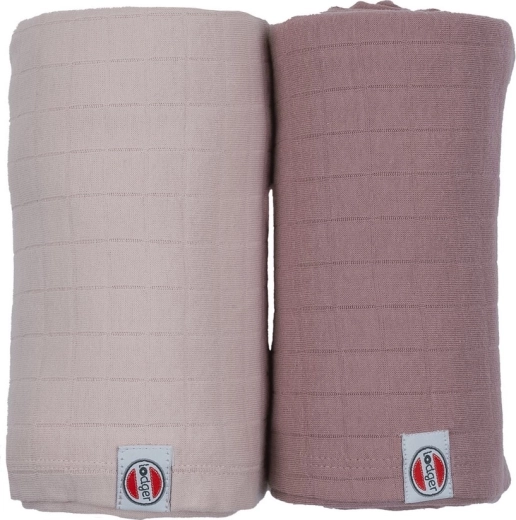 Lodger Swaddler Solid bombažna povijalna plenica Powder/Rose 110 × 110 cm (2 kosa)