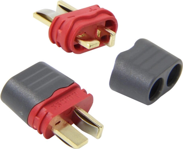 JAMARA high-current T-Dean connector with gold-plated contacts and insulating cover – pair