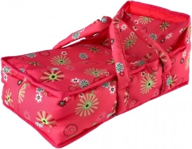 Tkaninska prenosna košarica za punčke Pink Floral 21x40x18 cm
