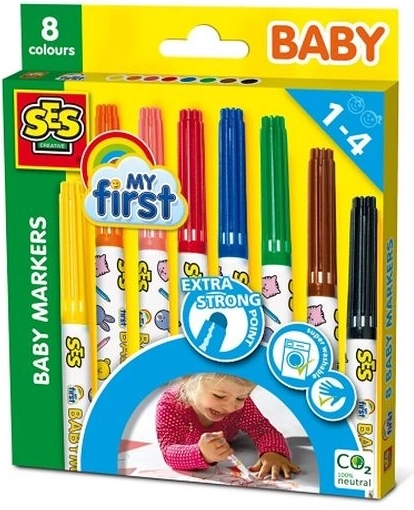 SES My First otroški flomastri 8 barv z ekstra debelo okroglo konico