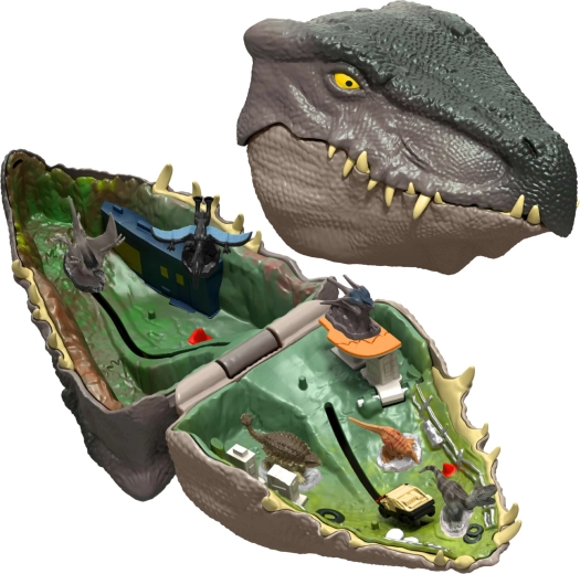 Prenosna glava dinozavra, ki skriva igralni svet