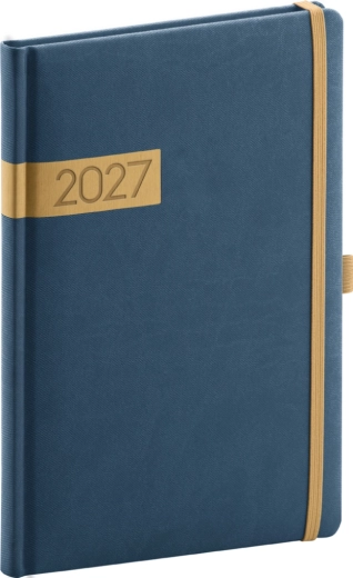 Notique Twill tedenski rokovnik 2027 modro-zlat 15 × 21 cm