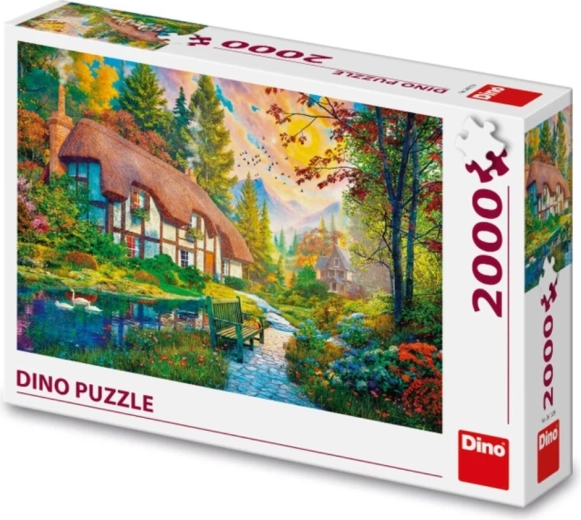 Čudovit motiv hišice ob reki