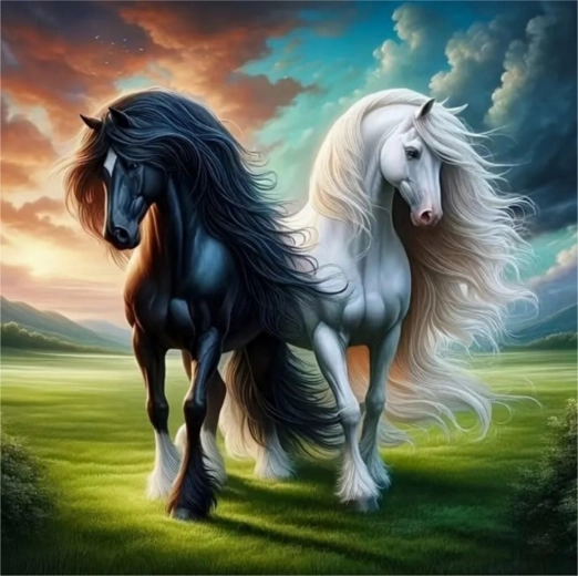 Diamantno slikanje črno-belo 30 × 40 cm