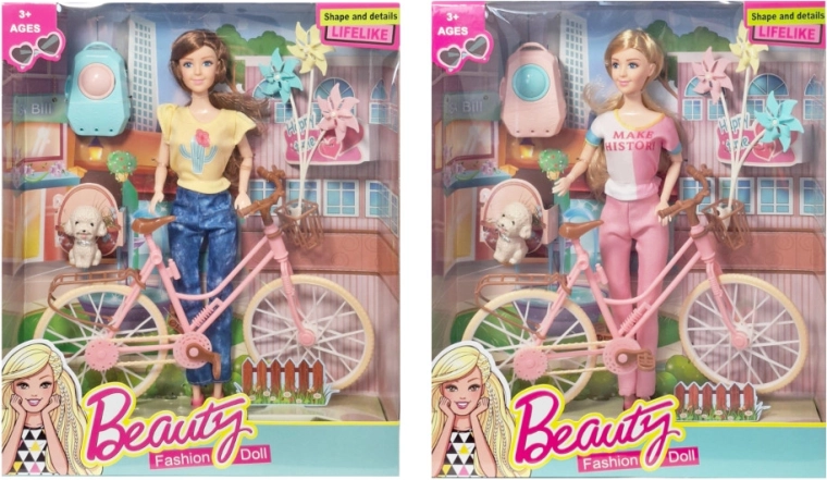 Punčka s kolesom in dodatki