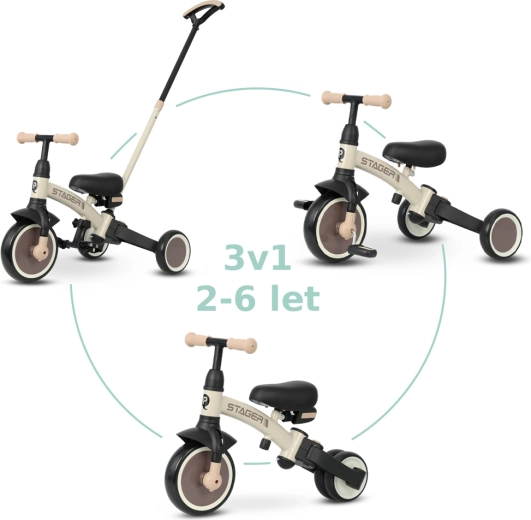 Qplay tricikel Stager 3v1 rjav
