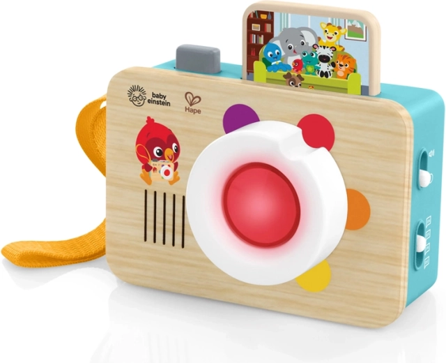 Interaktivni leseni fotoaparat za otroke BABY EINSTEIN x HAPE, luči in zvoki, 6m+