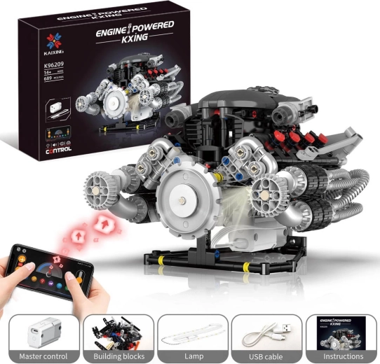 Engine Building Kit with USB and LED Lighting (689 Pieces)