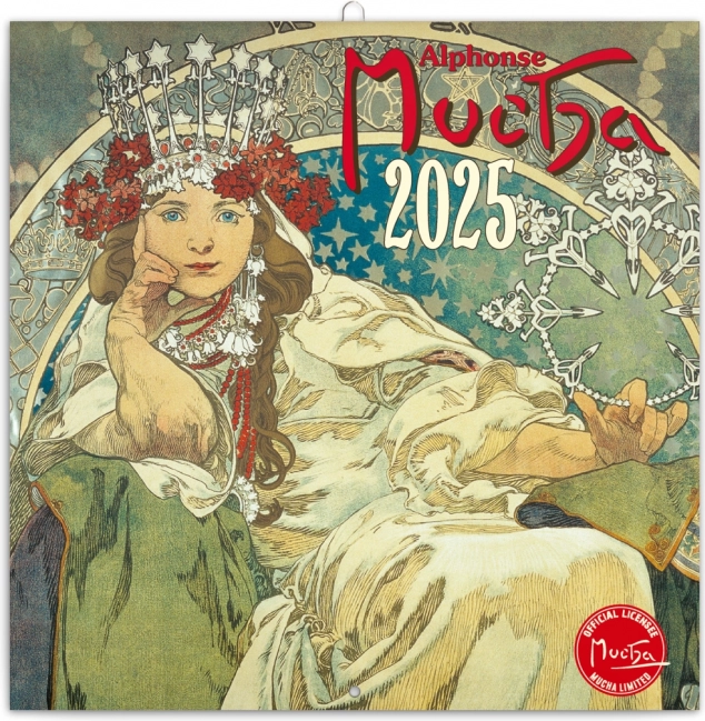 Beležniški koledar Alfons Mucha 2025 30 × 30 cm