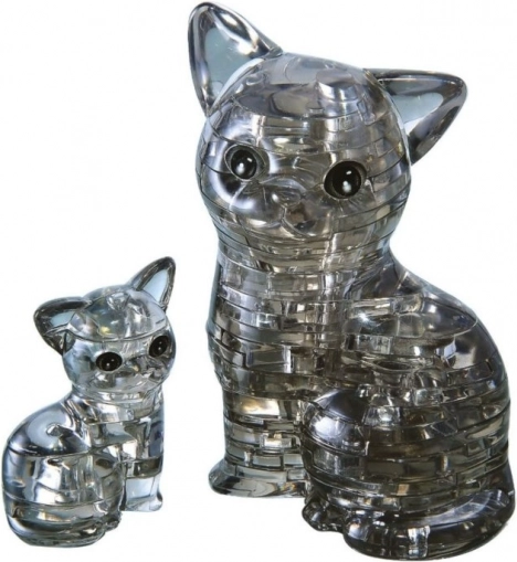 3D kristalni puzzle Mačka z muckom 49 kosov