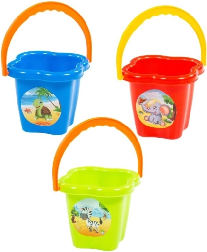 Plastično otroško vedro v obliki rožice s sliko živalice – 1 kos