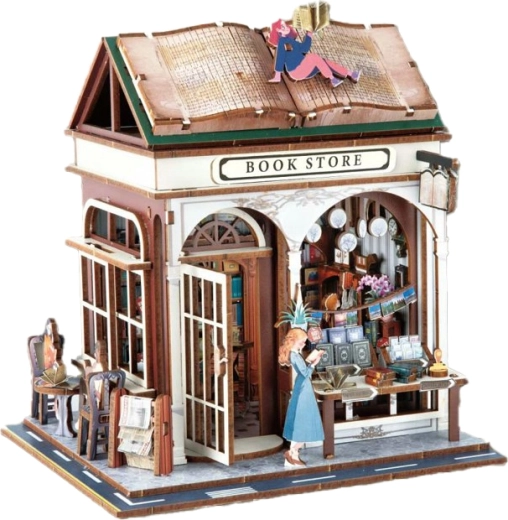 3D wooden building kit: Bookstore 14.5 × 16 × 18 cm