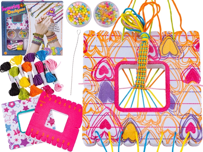 Jewelry and bracelet making set with beads and threads