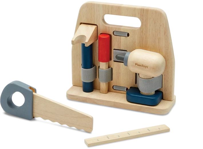 PlanToys leseni komplet orodja s stojalom