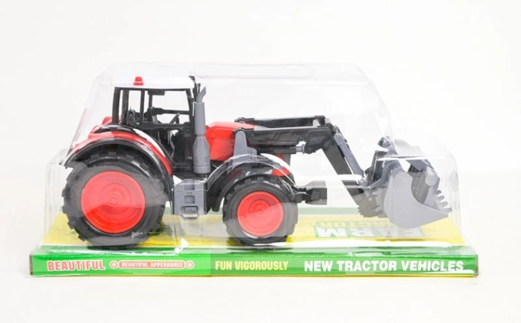 Rdeči traktor s sprednjo žlico