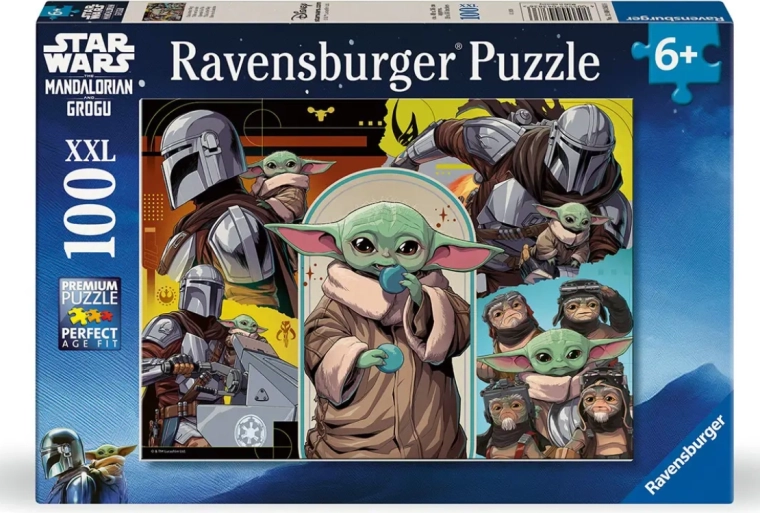 Ravensburgerjeva sestavljanka Mandalorian in Grogu XXL, 100 koščkov