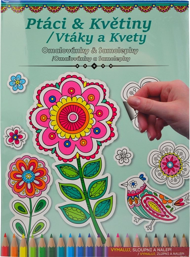 Pobarvanke in nalepke – ptice in rože