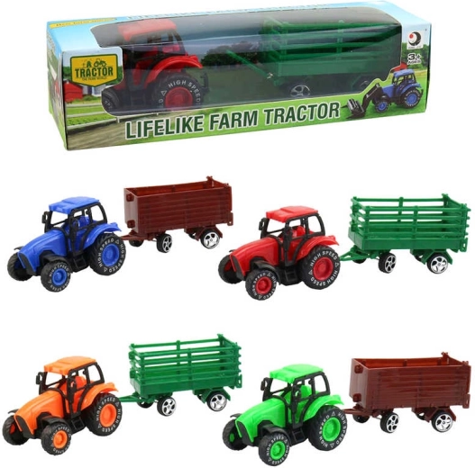 Kmetijski traktor s prikolico 9 cm v škatlici - 1 kos