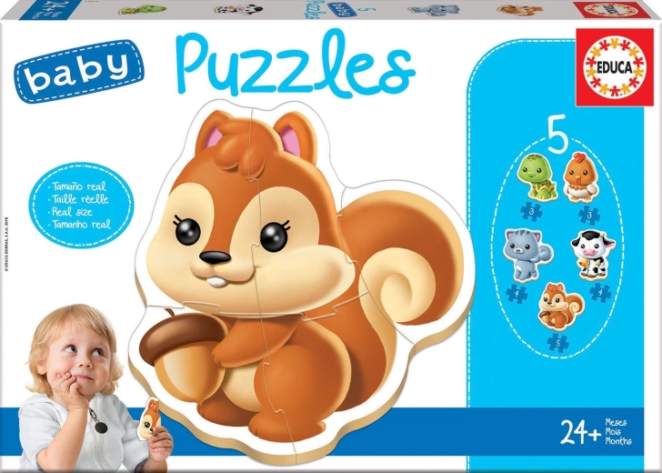 Educa baby puzzle živalce 5v1 (3–5 koščkov)