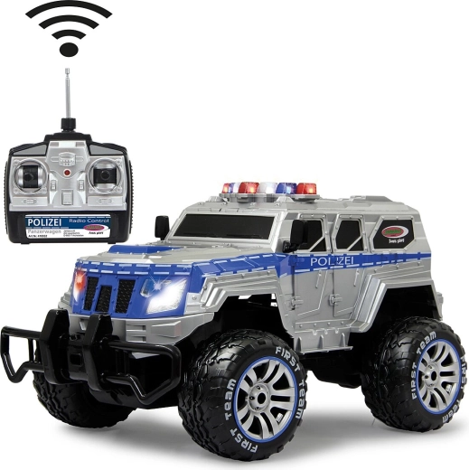 Jamara police armored monster truck remote controlled 1:12 27 MHz with LED, battery and charger