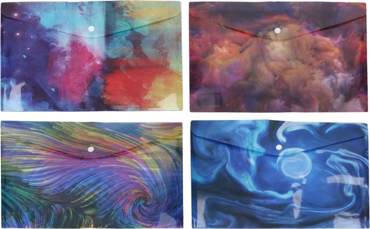 Plastična mapa za dokumente z gumbom A4, mešane barve