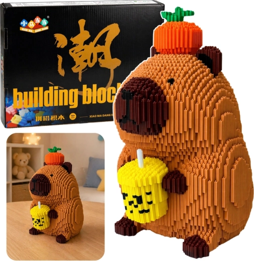 Konstrukcijske mikro kocke kapibara s šejkom (jabolko) – 3D figurica 25 cm, 3900 kosov
