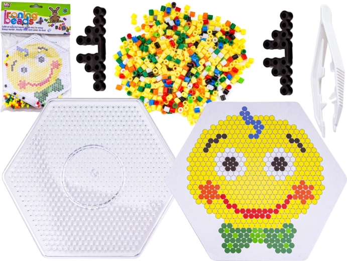 Iron-on beads with template in a bag – cheerful clown (emoji) - 1 piece