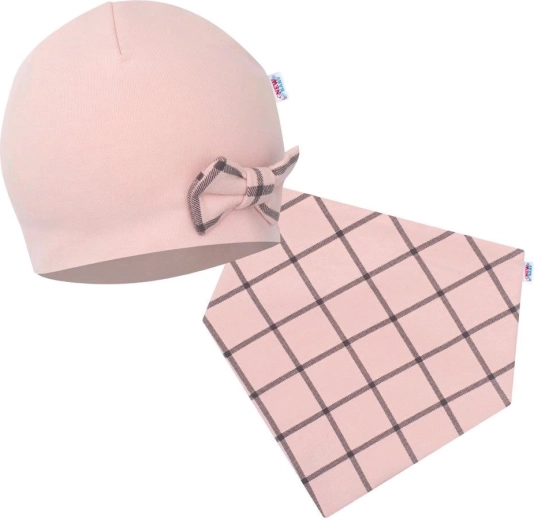 Dojenčkovska kapica in ovratni šal NEW BABY Missy roza