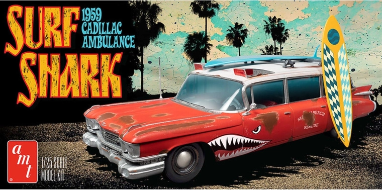 Plastični model avtomobila 1:25 Surf Shark 1959 Cadillac reševalno vozilo