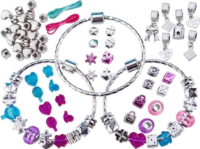 Jewelry-making set with bracelets and charm pendants
