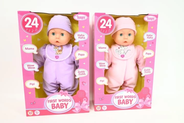 Dojenček lutka Bayer bobas 38 cm – prve besede