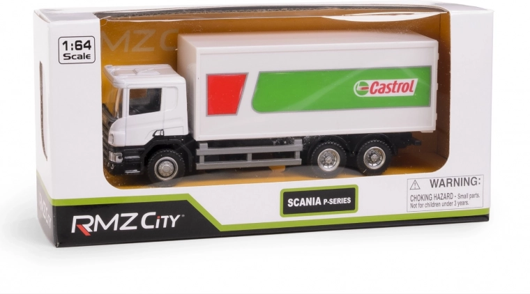 Kovinski model tovornega vozila SCANIA CASTROL 1:64 s pogonom na poteg-nazaj