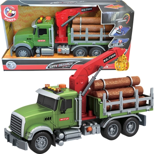Tovornjak za prevoz lesa 1:12 s svetlobnimi in zvočnimi učinki CITY SERVICE CAR
