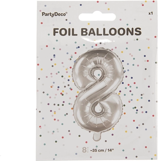 Folijski balon številka 8 srebrn 35 cm