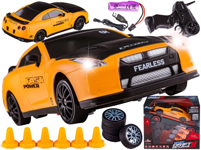 RC drift car 1:24 2.4 GHz 4WD yellow - 1 piece
