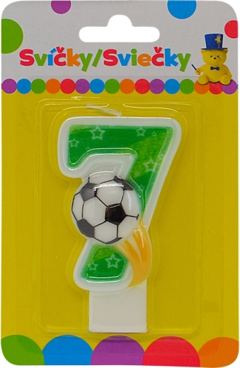 Rojstnodnevna svečka številka 7 s nogometno žogo