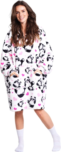 Cozy Noxxiez Panda topla odeja v obliki puloverja s kapuco