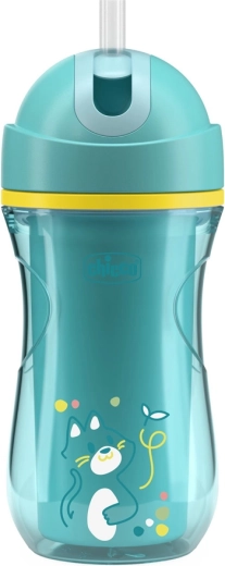 Chicco športni termo lonček s slamico, 266 ml, teal, 14m+