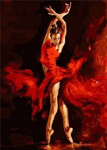 Norimpex diamond painting Dancer in a red dress 30 × 40 cm
