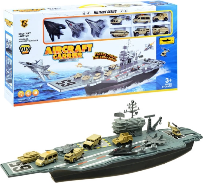 Velika vojaška letalonosilka – igralni set z letali in vozili