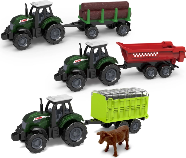 Metal/plastic tractor with trailer 17 cm - 1 piece