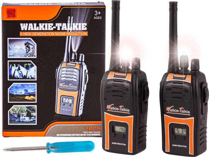 Otroške walkie-talkie postaje z zaslonom in svetilko – komplet 2 kos